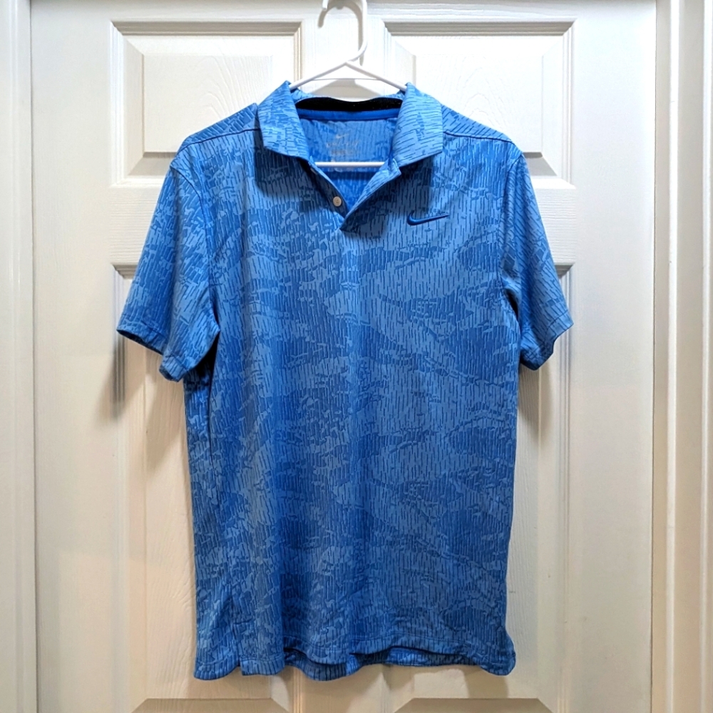 Nike Dri-Fit Collared Blue Polo Golf Tee